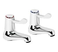 Nes Home Chrome Twin Lever 3/4" Contract Bath Taps with Ceramic Disc Hot & Cold Tap Set in Silver Nes Home Silver