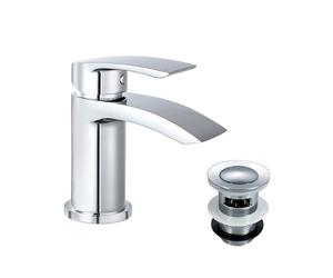 Nes Home Chrome Vago Waterfall Cloakroom Tap Basin Mono Mixer Modern Design