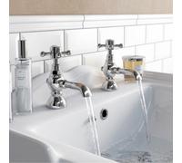 Nes Home Churchill Edwardian Traditional Hot & Cold Twin Basin Taps Chrome