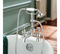 Nes Home Churchill Traditional Deck Mounted Bath Shower Mixer Tap With Handheld Kit in Silver Nes Home Silver