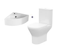 Nes Home Cloakroom Quarter Circle Corner Basin & Rimless Close Coupled Toilet