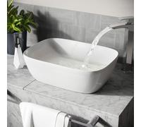 Nes Home Cloakroom Rectangle Stand Alone Counter Top Basin Sink Bowl in White Nes Home White