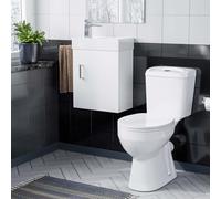 Nes Home Cloakroom White Nanuya 400mm Wall Hung Basin Sink Vanity Unit And Toilet Pan