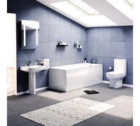 Nes Home Cobalt 1700mm Bath, Pedestal Basin And Wc Toilet 3 Piece Bathroom Suite White