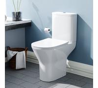 Nes Home Comfort Height Rimless Open Back Close Coupled Toilet Pan, Cistern & Toilet Seat