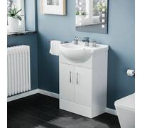 Nes Home Compact Cloakroom 550 mm Basin Flat Pack Vanity Cabinet Unit Sink