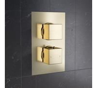 Nes Home Concealed Thermostatic Mixer Valve Brushed Brass - Double Outlet