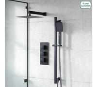 Nes Home Concealed Thermostatic Mixer Valve, Handset, Shower Head Set Black Matte