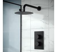 Nes Home Concealed Thermostatic Overhead 200mm Rainfall Shower Mixer Matte Black