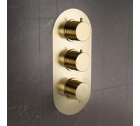 Nes Home Concealed Thermostatic Valve With 3 Outlets & 3 Knobs - Brushed Brass