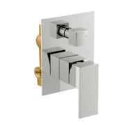 Concealed Twin Shower Mixer Valve with Built in Diverter - Chrome Brass