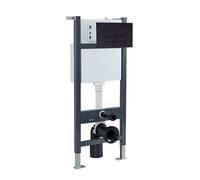 Nes Home Concealed Wall-Hung Toilet Cistern Frame with Adjustable Height, Dual-Flush Cistern and Matt Black Square Button Flush Plate