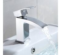 Nes Home Contemporary Basin Sink Chrome Mono Mixer Tap + Waste in Silver Nes Home Silver