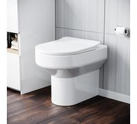 Nes Home Contemporary Kensington Rimless Back to Wall Toilet with Soft Close Seat White