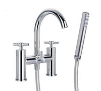 Nes Home Cross Handle Bath Mixer Tap With Handset Chrome