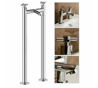 Nes Home Crox Traditional Freestanding Bath Filler Mixer Tap With Pipe Legs