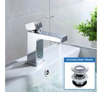 Nes Home Cube Square Basin Mono Mixer Tap & Waste Chrome