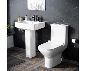 Nes Home Cyan Rimless Toilet with 560 mm Full Pedestal Square Basin