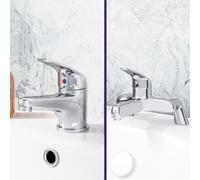 Nes Home Dame Bathroom Basin Mono Mixer Tap, Bath Filler Tap & Waste Chrome in Silver Nes Home Silver