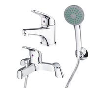 Nes Home Dame Bathroom Basin Mono Mixer Tap & Bath Shower Mixer Tap Chrome