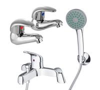 Nes Home Dame Twin Basin Taps And Bath Shower Mixer Taps Chrome