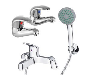 Nes Home Dame Twin Basin Taps And Bath Shower Mixer Taps Chrome
