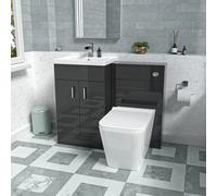 Nes Home Dark Grey 1000mm Freestanding Vanity Wc Unit & Btw Toilet Flat Pack