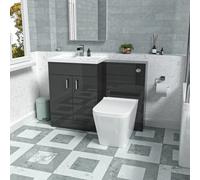 Nes Home Dark Grey 1100mm Freestanding Vanity Wc Unit & Btw Toilet Flat Pack