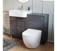 Nes Home Dark Grey 1100mm Traditional Vanity Basin WC Unit & BTW Curve Toilet