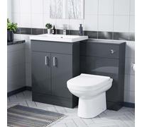 Nes Home Dark Grey 1100mm Vanity Basin Wc Unit & Back To Wall Toilet