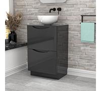 Nes Home Dark Grey 500mm Bathroom Freestanding Vanity Unit Round Ceramic Basin