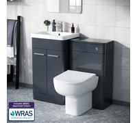 Nes Home Dark Grey Afern 500mm Vanity Basin Unit, Wc Unit & Debra Rimless Back To Wall Toilet