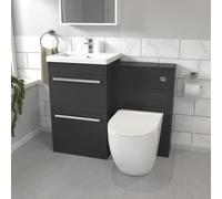 Nes Home Dark Grey Basin Vanity Cabinet WC Unit & Back To Wall Toilet
