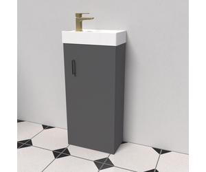 Nes Home Dark Grey Floorstanding 400mm Vanity Unit & Square Basin Mixer Tap
