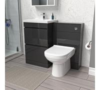 Nes Home Dark Grey Freestanding 500mm 2 Drawers Vanity, WC Unit & BTW Toilet