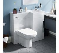 Nes Home Debra White L-Shape Rh Small 900mm Vanity Unit Sink Toilet Bathroom - Flat Pack
