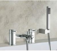 Nes Home Deck Mounted Square Bath Filler Shower Mixer With Slider Rail And Handset Kit