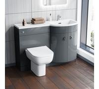 Nes Home Dene Rh 1100mm Vanity Basin Unit & Debra Rimless Back To Wall Toilet Grey