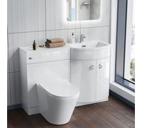Nes Home Dene Rh 1100mm Vanity Basin Unit & Ellis Back To Wall Toilet White
