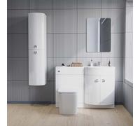 Nes Home Dene RH White Vanity, Square BTW Toilet, WC, Basin & Wall Hung Cabinet Flat Pack