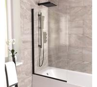 Nes Home Denver 800mm Matte Black Profile Pivot Swing Door Bath Screen Reversible