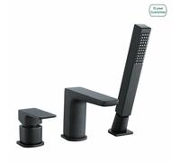 Nes Home Designer Matte Black Bath Filler Taps With Shower Handset Mixer 3 Tap Hole