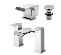 Nes Home Devon Waterfall Bath Filler Mixer And Basin Tap With Waste Chrome