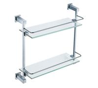 Nes Home Double Glass Bathroom Shelf Chrome