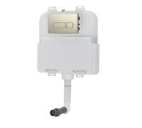 Nes Home Dual Flush Concealed Cistern And Brushed Brass Square Flush Plate