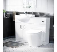 Nes Home Dyon 1050mm White Vanity Sink Unit, Cloakroom Basin & Btw Toilet Wc