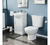 Nes Home Dyon 450mm Cloakroom Basin Sink Vanity Cabinet Unit With Wc Toilet Set
