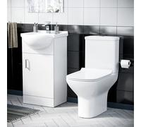 Nes Home Dyon 550mm Basin Floor Standing Vanity Unit & Rimless Close Coupled Toilet White