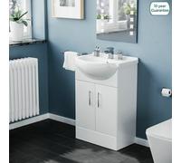 Nes Home Dyon 550mm Floor Standing Assembled Vanity Basin Unit White