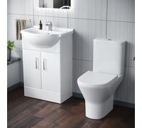 Nes Home Dyon 550mm Floorstanding Basin Vanity Unit & Close Coupled Toilet White